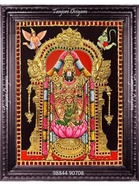 Balaji with Godess Lakshmi Tanjore Painting